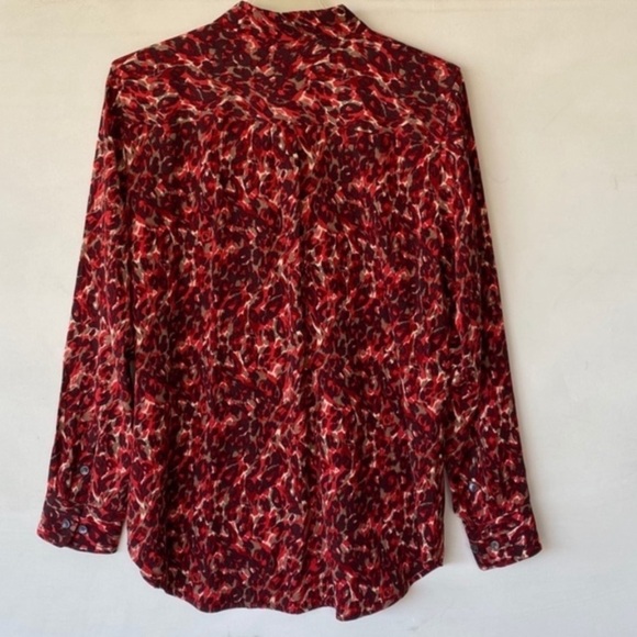 Equipment Slim Signature Blouse Merlot Multi size Small button down shirt red - Picture 9 of 16